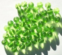 50 8mm Round Transparent Light Green Glass Beads